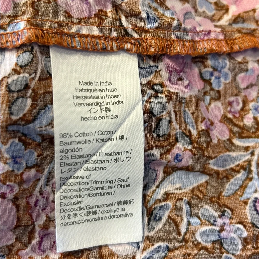 J. Crew Floral Print Smocked-Neck Top